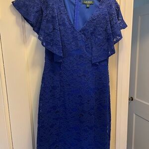 Ralph Lauren Royal Blue Lace Midi Dress